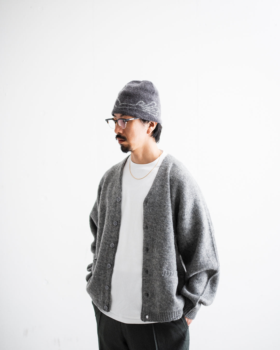 TOWNCRAFT MOHAIR SHAGGY CARDIGAN