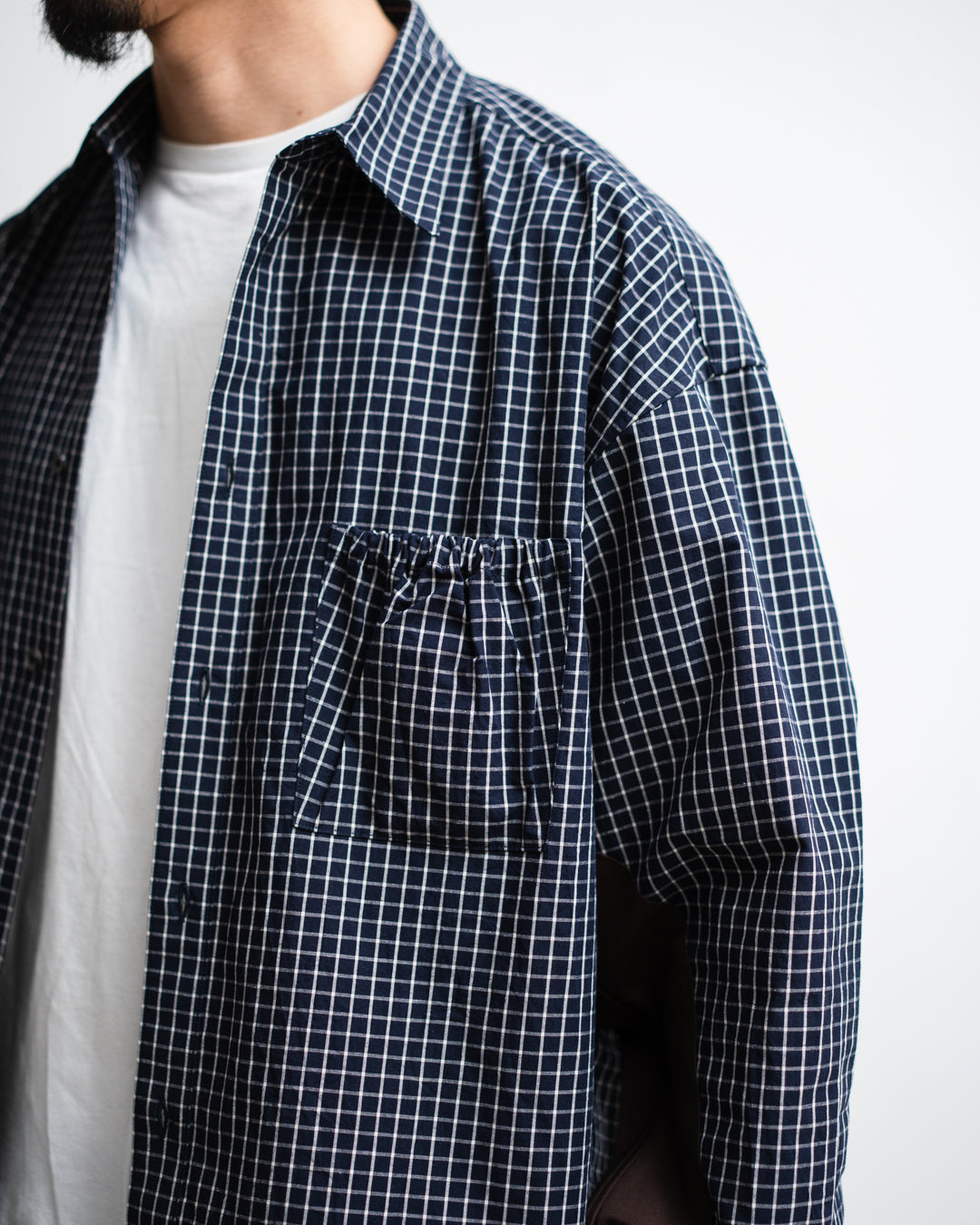 refomed  WRIST PATCH SLOUCH SHIRT "CHECK"