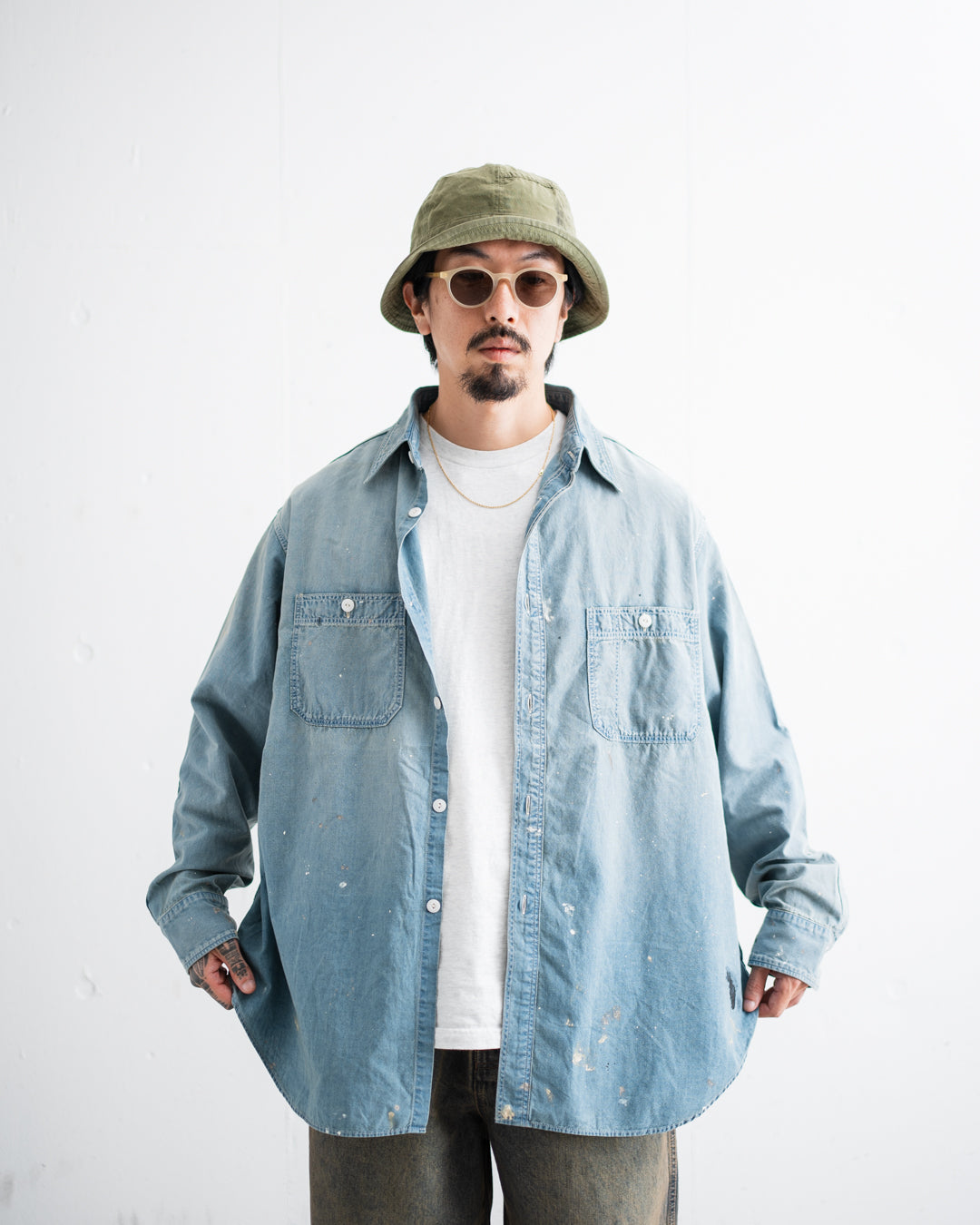 [9.26 sat 11:00 Release] BOWWOW SOLID BLUE CHAMBRAY SHIRT