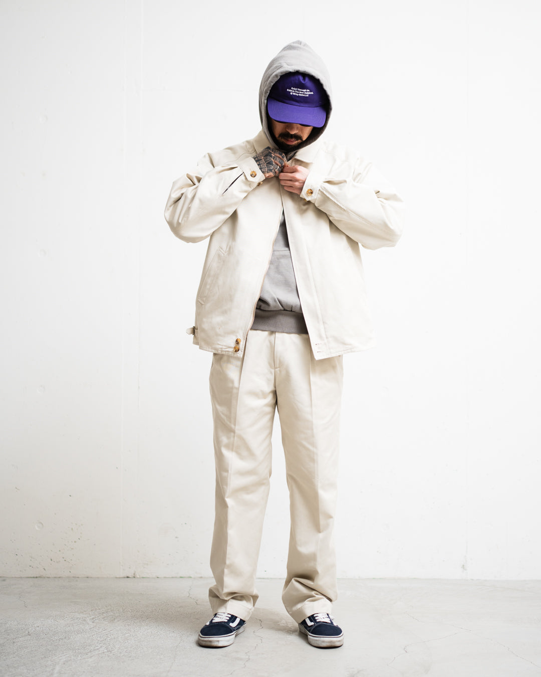 FOUNDOUR T/C TWILL TUCK TROUSERS