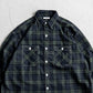 INTERIM HYPER BIG TARTAN WOOL DRAPE MILITARY WORK SHIRTS