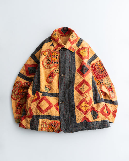 Sillage manteau court in antique indian quilt