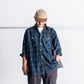 INTERIM HYPER BIG TARTAN WOOL DRAPE MILITARY WORK SHIRTS