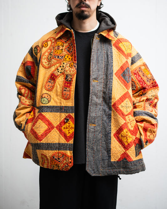 Sillage manteau court in antique indian quilt