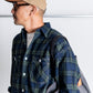 INTERIM HYPER BIG TARTAN WOOL DRAPE MILITARY WORK SHIRTS