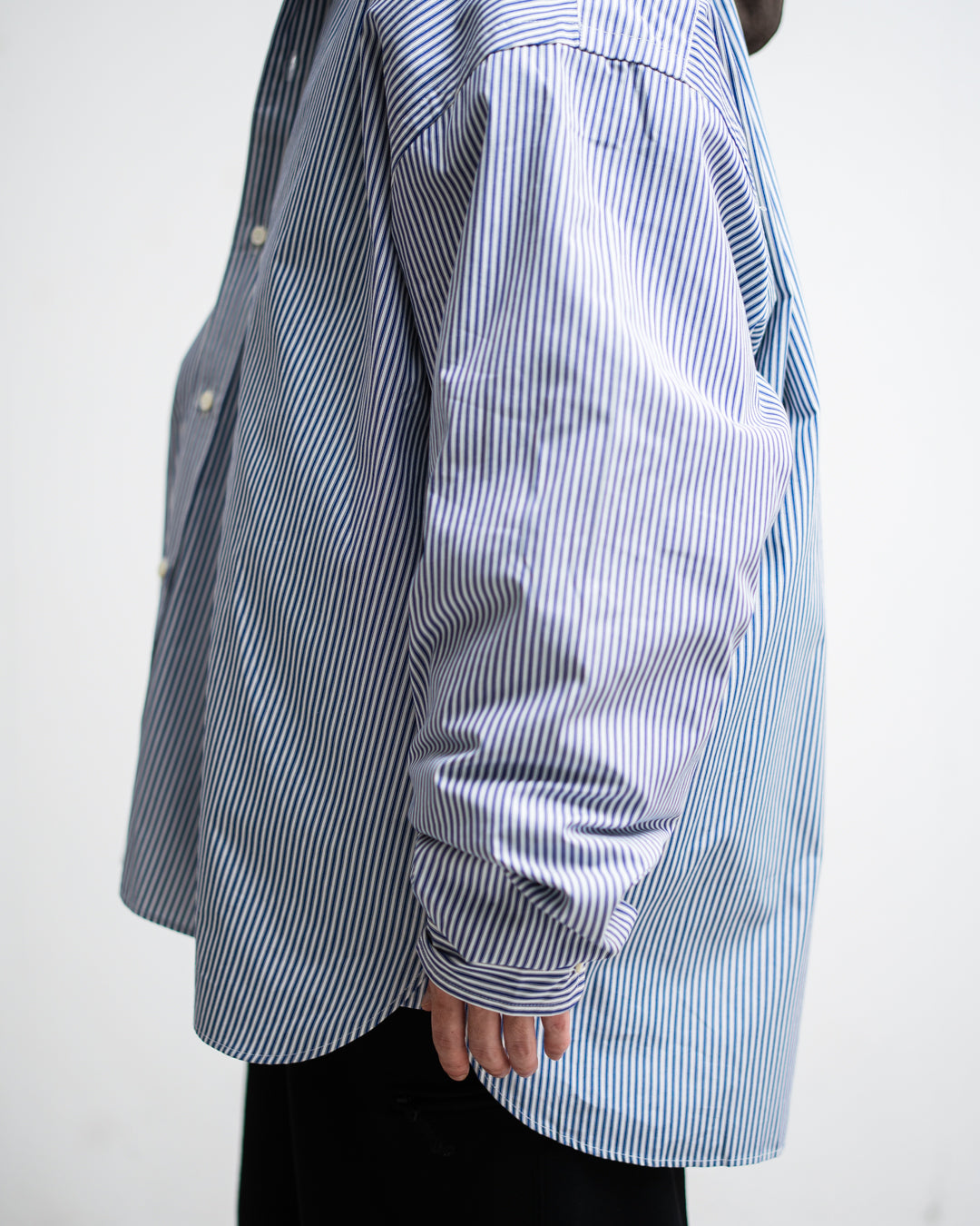 通販] Sillage (シアージ)wide shirt high count navy stripe 商品