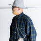 INTERIM HYPER BIG TARTAN WOOL DRAPE MILITARY WORK SHIRTS