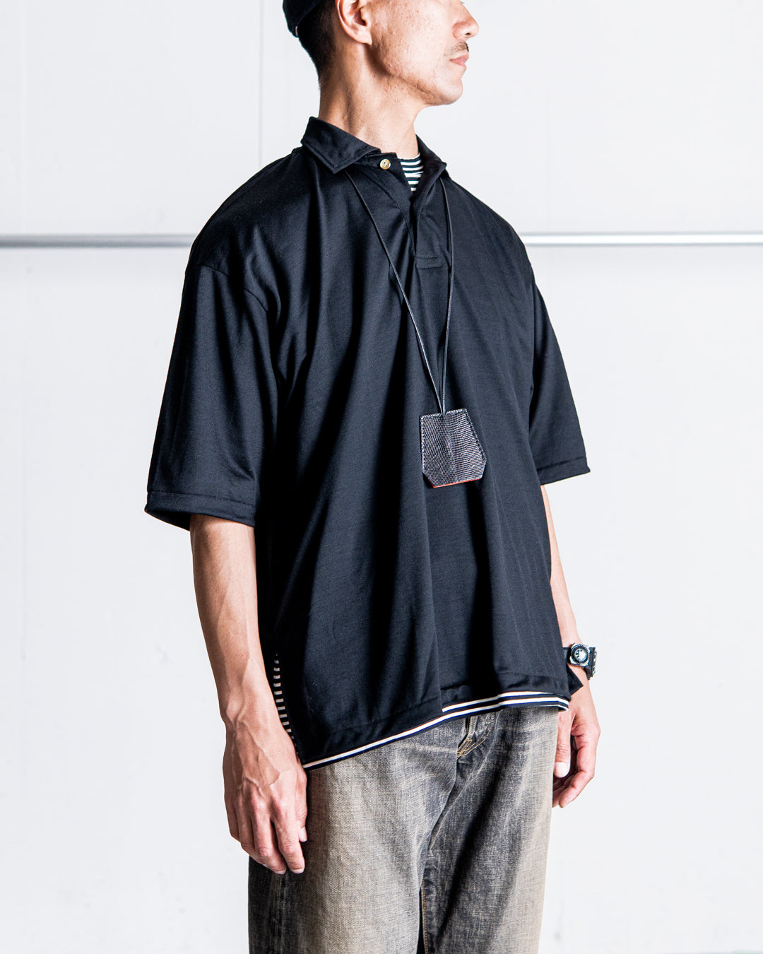 INTERIM HYPER BIG EXTRA FINE MERINO WOOL JERSEY POLO SHIRT