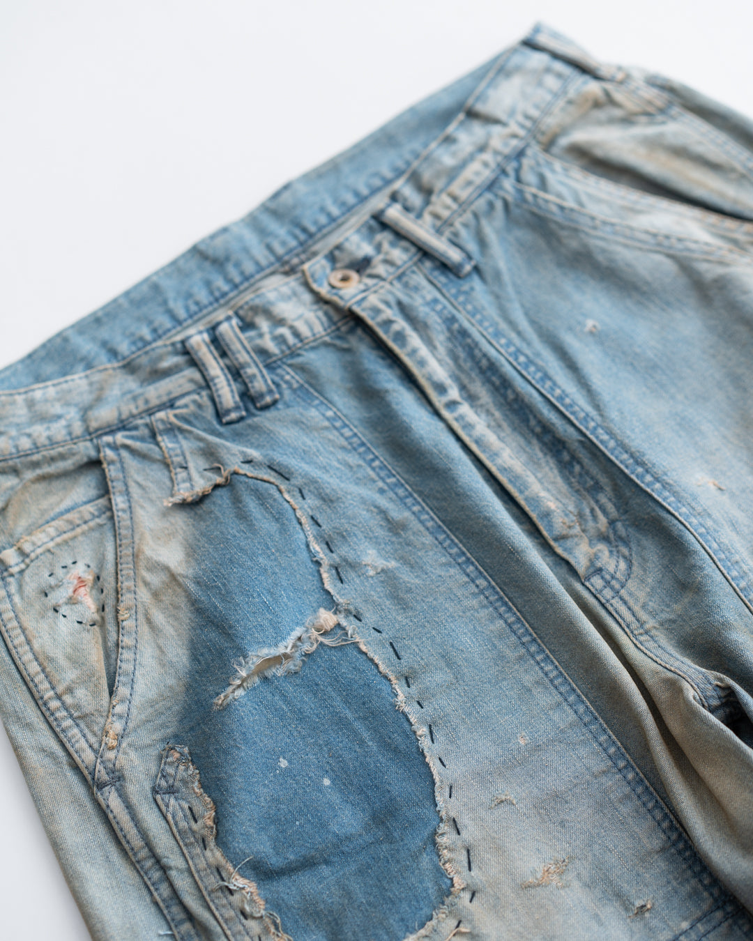 ANACHRONORM REMAKED DOUBLEKNEE DENIM PAINTER PANTS