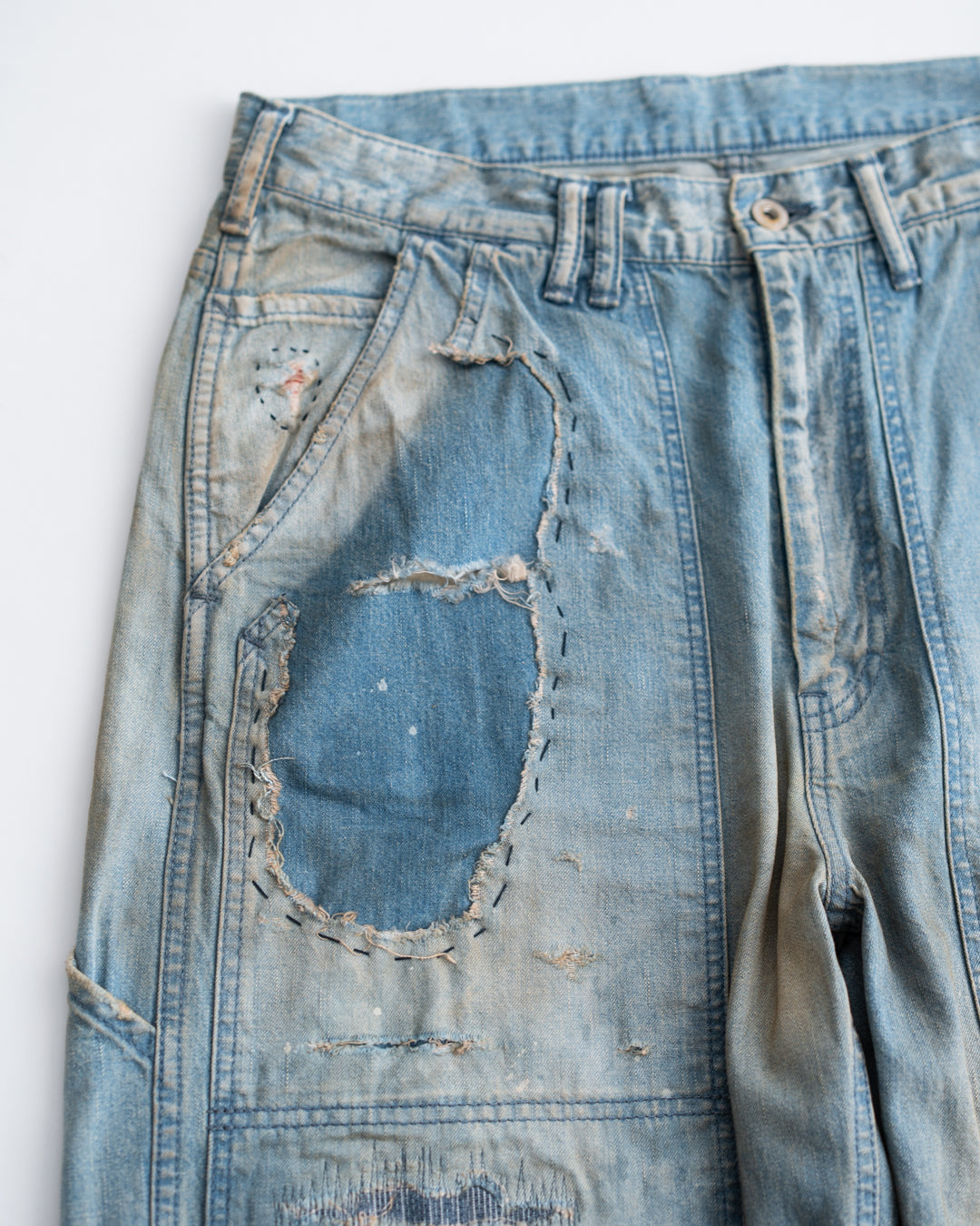 ANACHRONORM REMAKED DOUBLEKNEE DENIM PAINTER PANTS