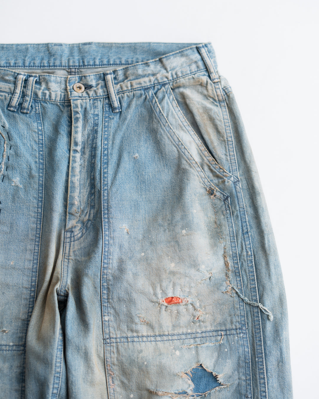 ANACHRONORM REMAKED DOUBLEKNEE DENIM PAINTER PANTS
