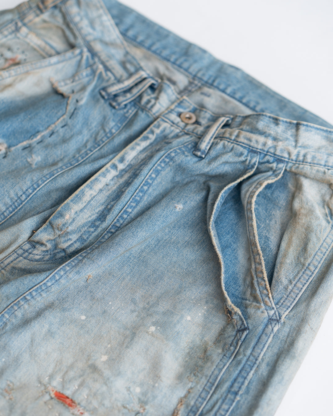 ANACHRONORM REMAKED DOUBLEKNEE DENIM PAINTER PANTS