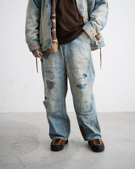 ANACHRONORM REMAKED DOUBLEKNEE DENIM PAINTER PANTS