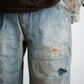 ANACHRONORM REMAKED DOUBLEKNEE DENIM PAINTER PANTS