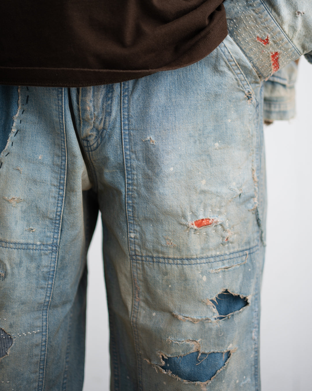 ANACHRONORM REMAKED DOUBLEKNEE DENIM PAINTER PANTS