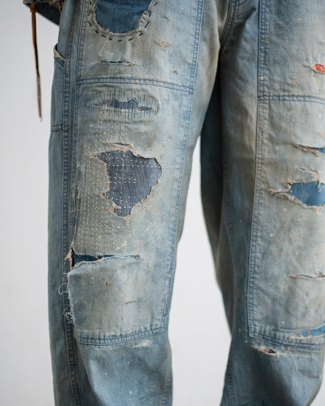 ANACHRONORM REMAKED DOUBLEKNEE DENIM PAINTER PANTS