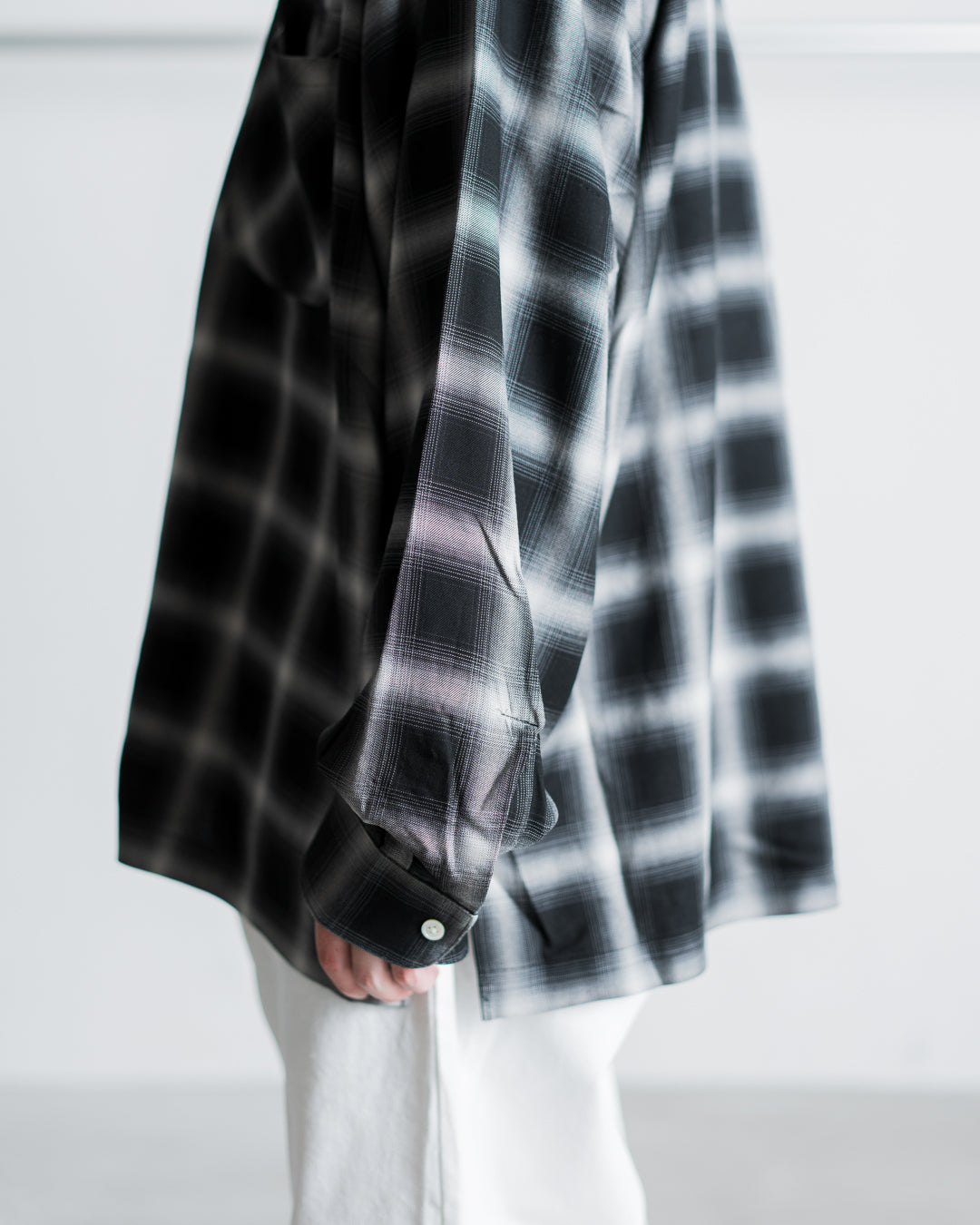 SEDAN ALL-PURPOSE RAYON SHADOW PLAID OPEN COLLAR SHIRT