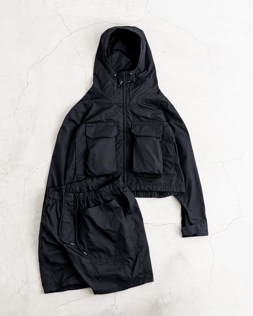 URU NYLON SILK - HOODED ZIP UP BLOUSON