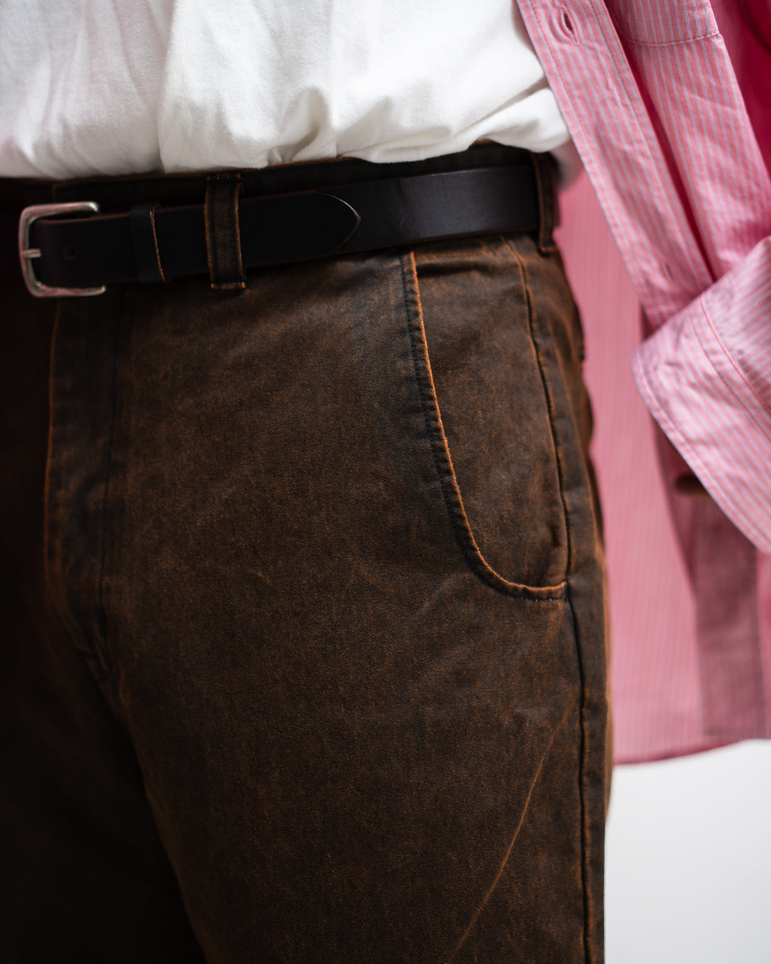 [LAST 1] Name. WAX COATING STRAIGHT TROUSERS : DELTA SHAPE