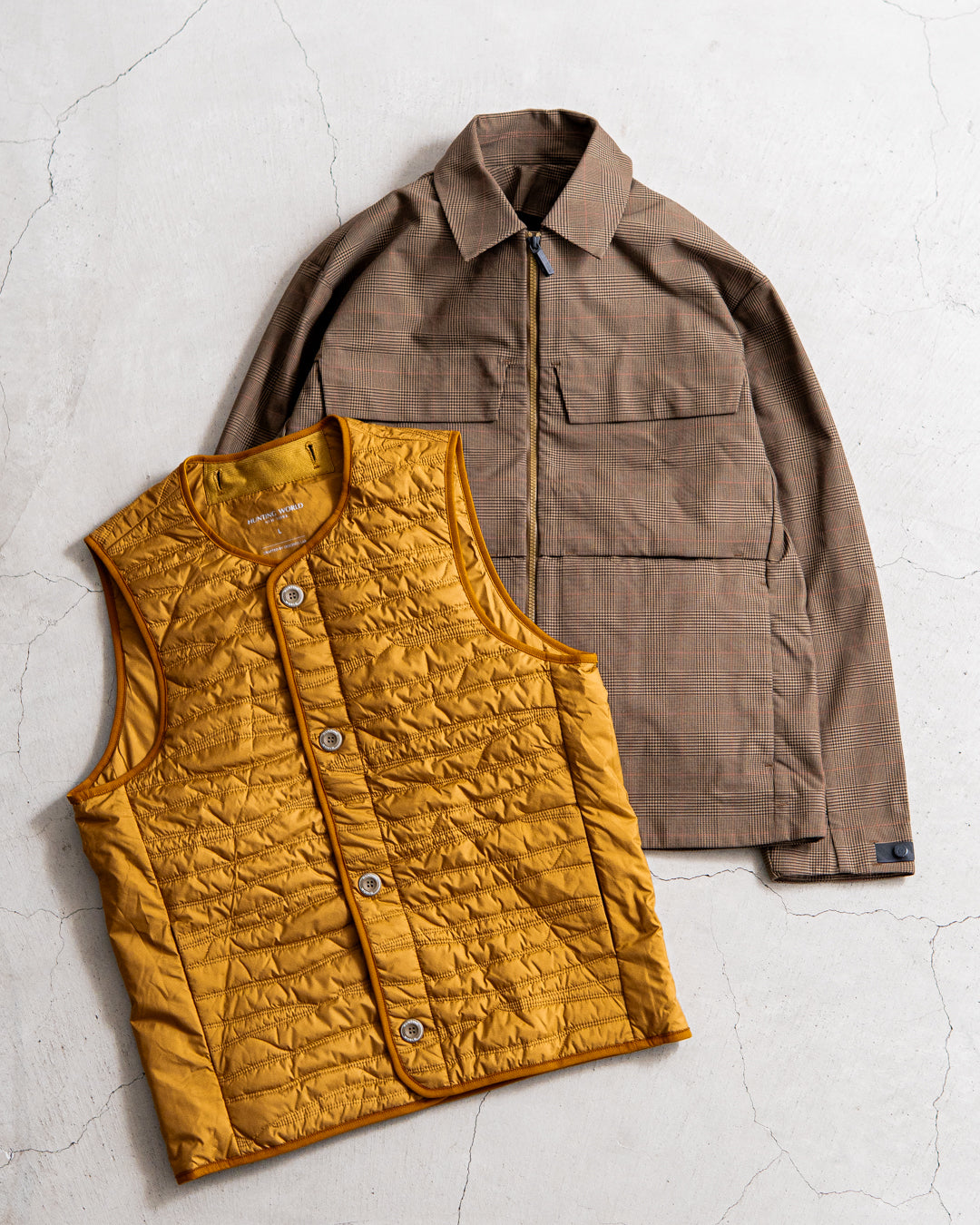 【limited】HUNTING WORLD CRAFTED BY DESCENTE.LAB ATY STRETCH WOVEN QUILTED SHORT LINER COAT