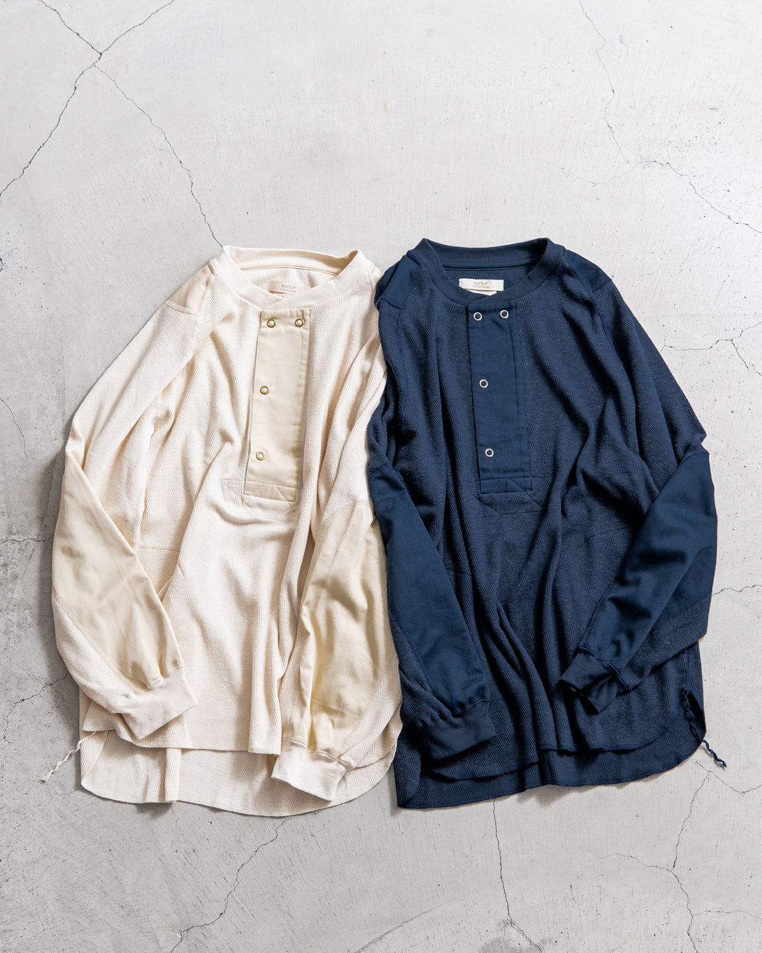 norbit Wool cotton waffle Henley neck T-shirts