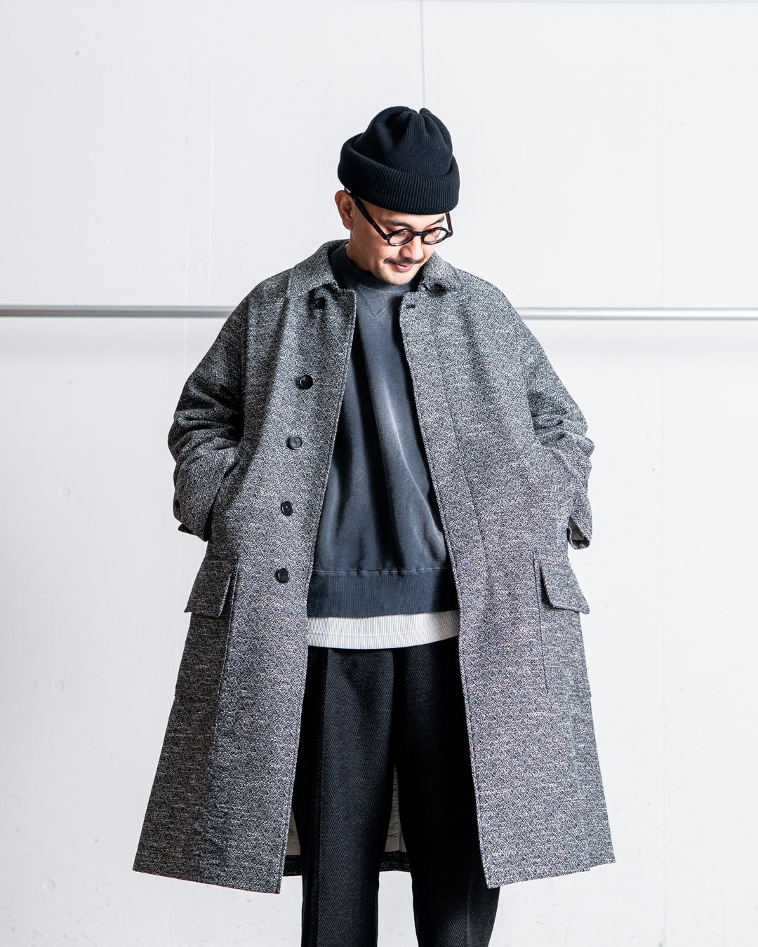 HYPER BIG HUNTING OVER COAT - DOUBLE SIDED JACQUARD TWEED