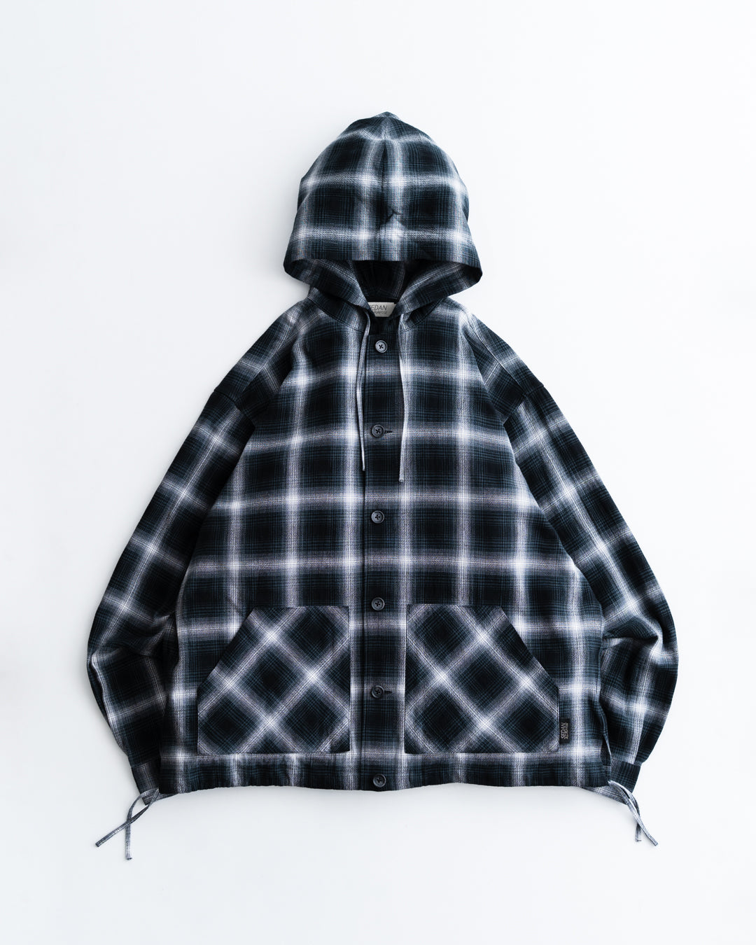 [3.7 sat 12:00 Release] SEDAN ALL-PURPOSE Ombre Plaid Hooded Shirt