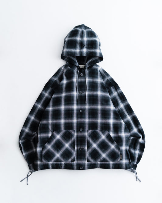 [3.7 sat 12:00 Release] SEDAN ALL-PURPOSE Ombre Plaid Hooded Shirt