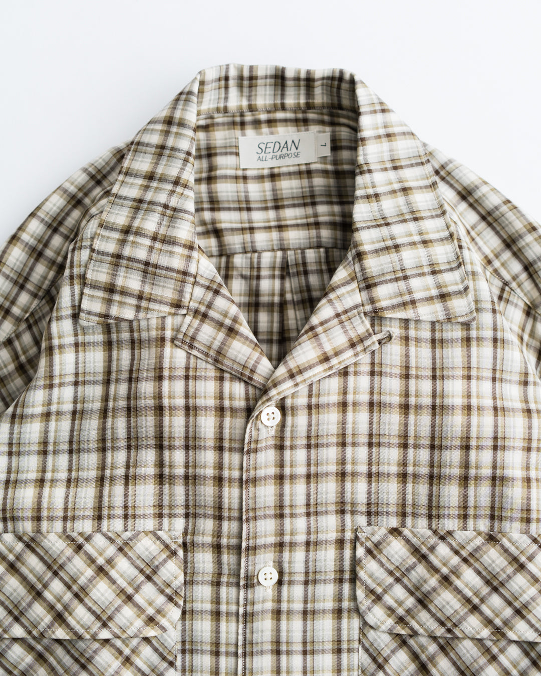 [3.7 sat 12:00 Release] SEDAN ALL-PURPOSE Double Gauze Plaid Open Collar Shirt