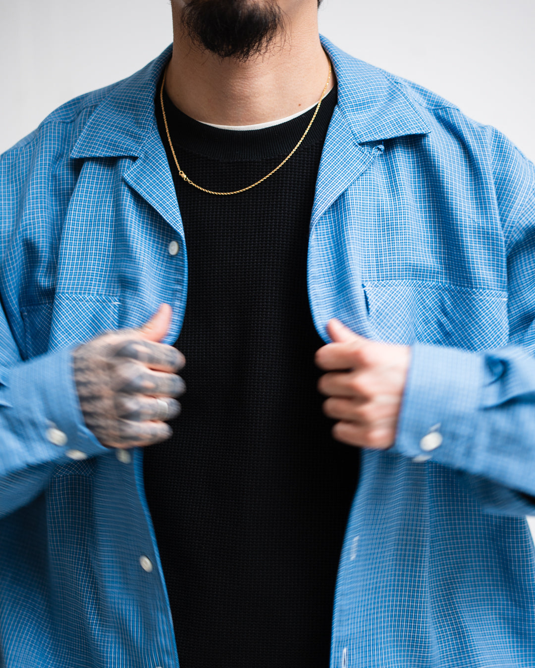 [3.7 sat 12:00 Release] SEDAN ALL-PURPOSE Double Gauze Plaid Open Collar Shirt