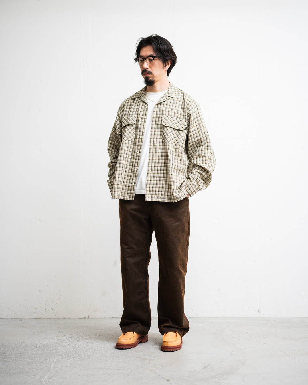 [3.7 sat 12:00 Release] SEDAN ALL-PURPOSE Double Gauze Plaid Open Collar Shirt