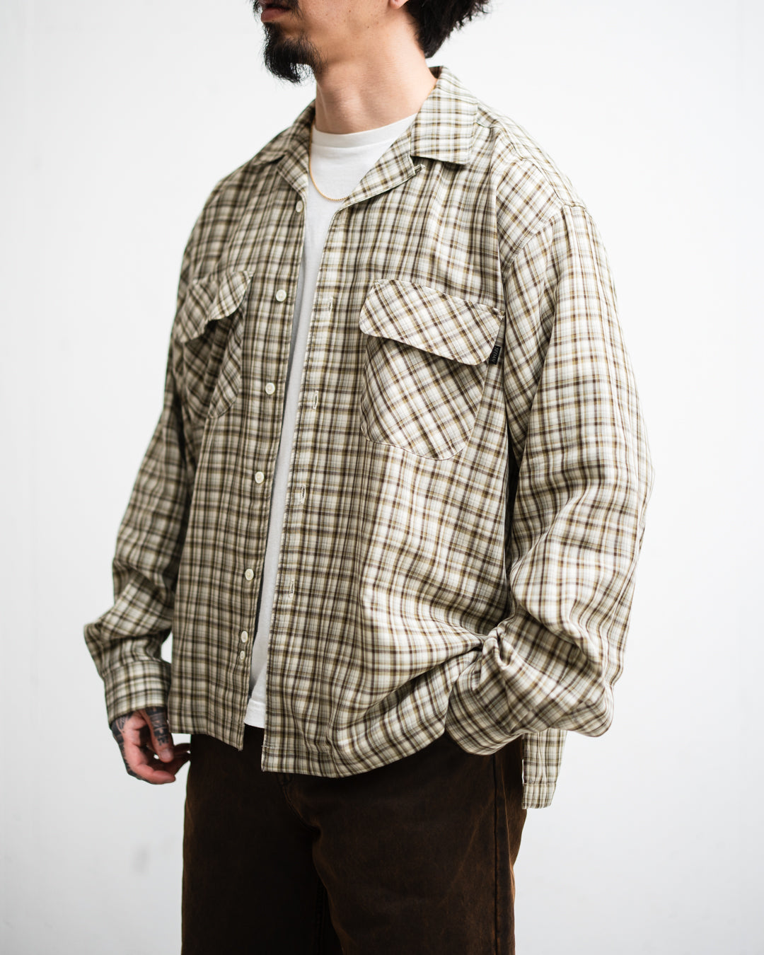 [3.7 sat 12:00 Release] SEDAN ALL-PURPOSE Double Gauze Plaid Open Collar Shirt