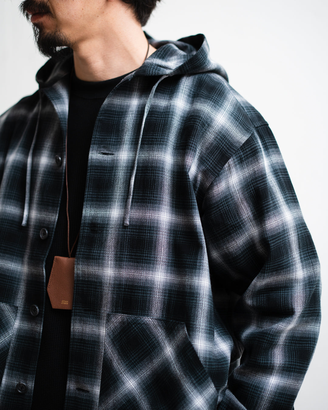 [LAST 1] SEDAN ALL-PURPOSE Ombre Plaid Hooded Shirt