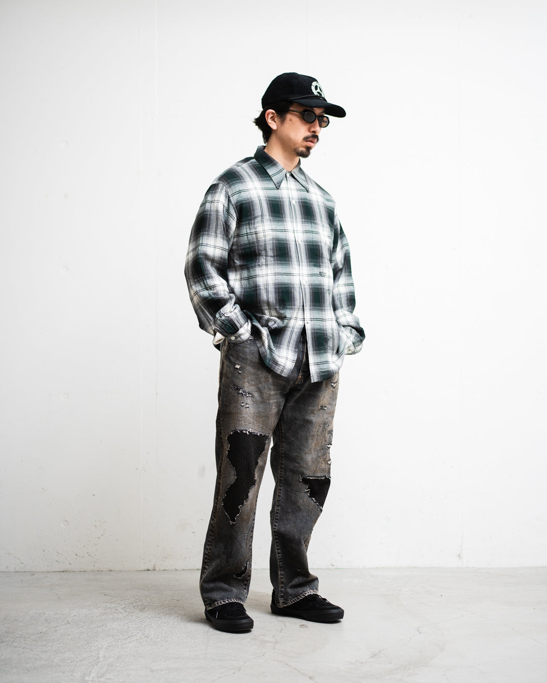[3.14 sat 11:00 Release] BOWWOW REMADE RAYON PLAID SHIRT AGED