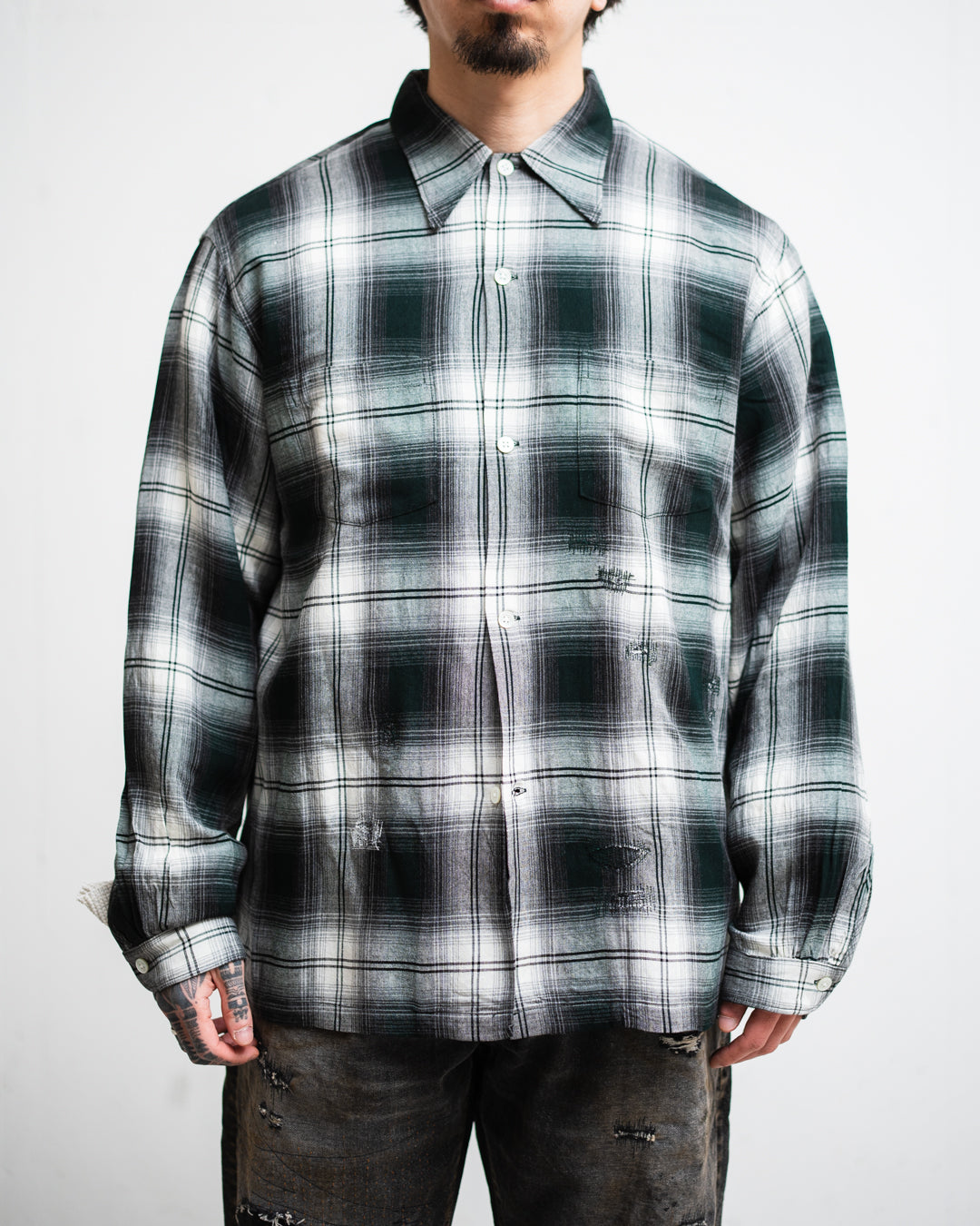 [3.14 sat 11:00 Release] BOWWOW REMADE RAYON PLAID SHIRT AGED
