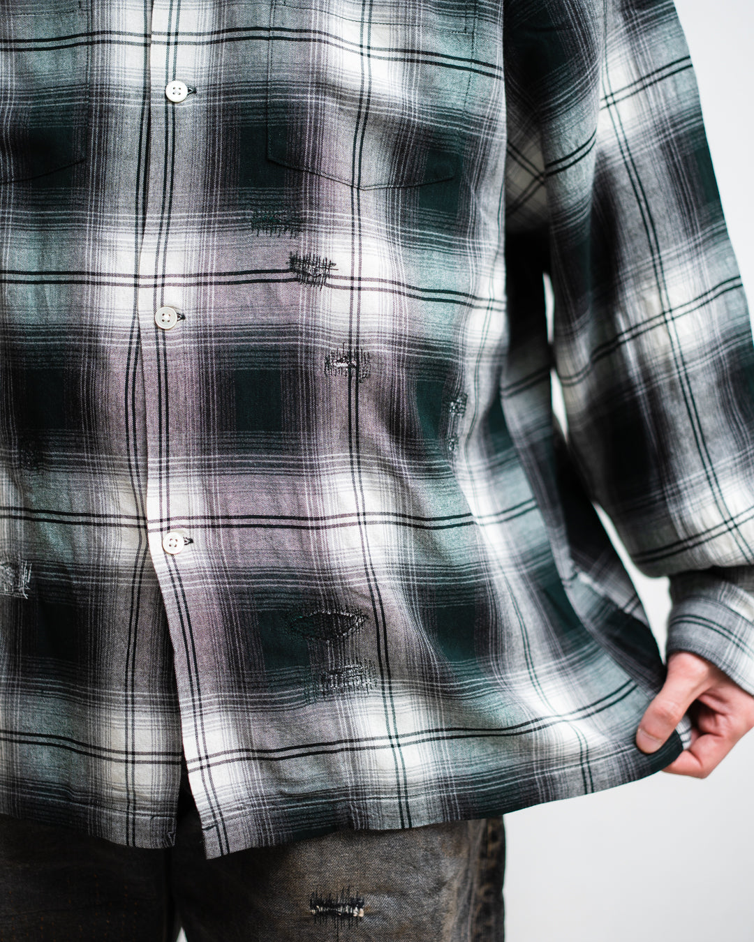 [3.14 sat 11:00 Release] BOWWOW REMADE RAYON PLAID SHIRT AGED