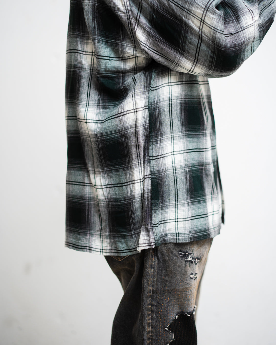 [3.14 sat 11:00 Release] BOWWOW REMADE RAYON PLAID SHIRT AGED