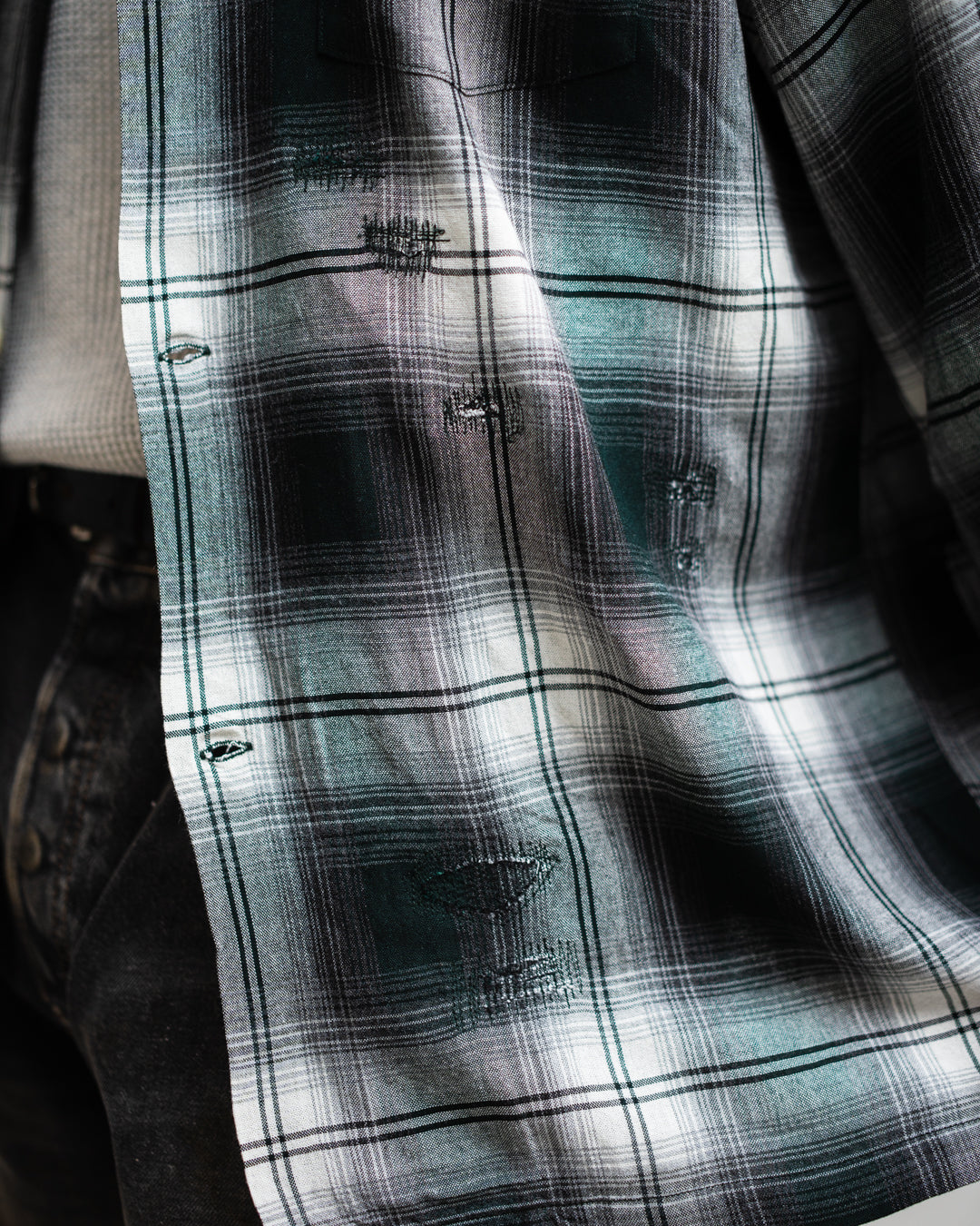 [3.14 sat 11:00 Release] BOWWOW REMADE RAYON PLAID SHIRT AGED