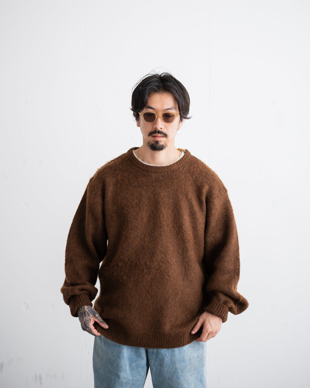 TOWNCRAFT MOHAIR SHAGGY CREW SWEATER