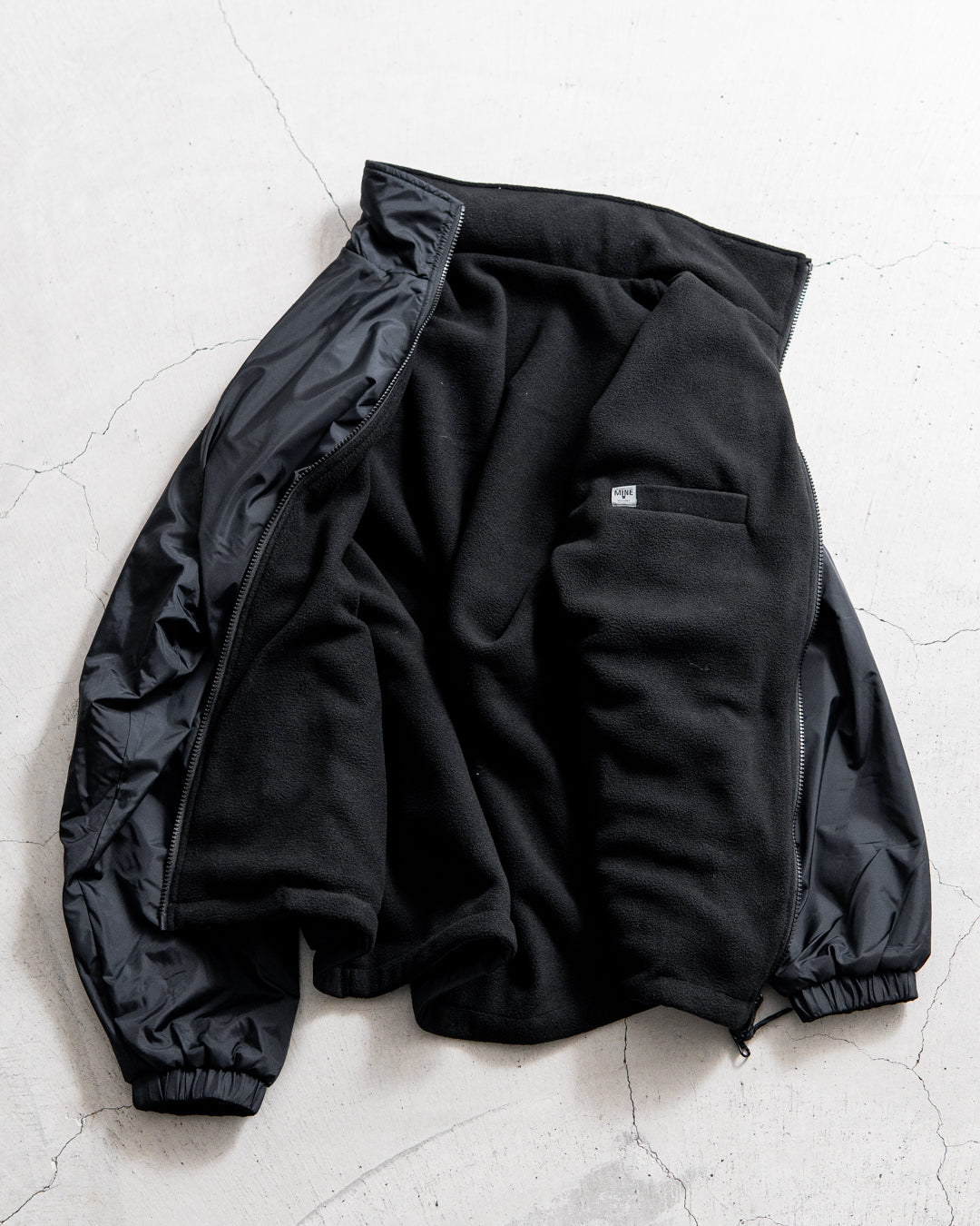 【REVERSIBLE】MINE Nylon/Polyester Reversible Double Zip Jacket