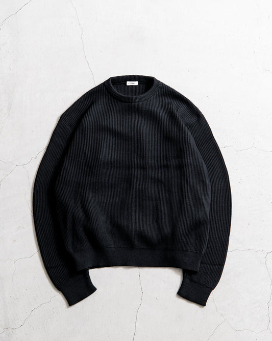 INTERIM YARN DOUBLE RIB CREW SWEATER - WOOL SILK CASHMERE DEADSTOCK