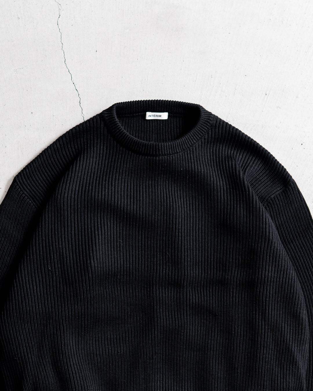 INTERIM YARN DOUBLE RIB CREW SWEATER - WOOL SILK CASHMERE DEADSTOCK