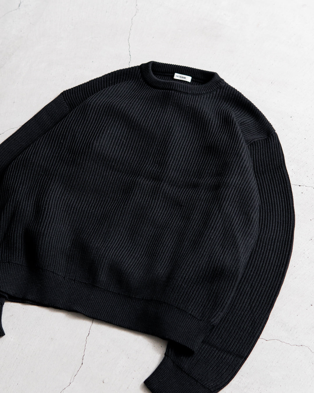 INTERIM YARN DOUBLE RIB CREW SWEATER - WOOL SILK CASHMERE DEADSTOCK