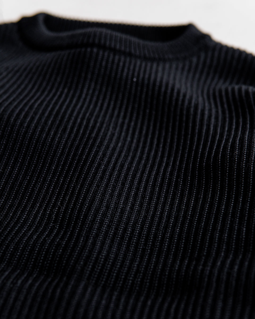 INTERIM YARN DOUBLE RIB CREW SWEATER - WOOL SILK CASHMERE DEADSTOCK