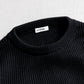 INTERIM YARN DOUBLE RIB CREW SWEATER - WOOL SILK CASHMERE DEADSTOCK