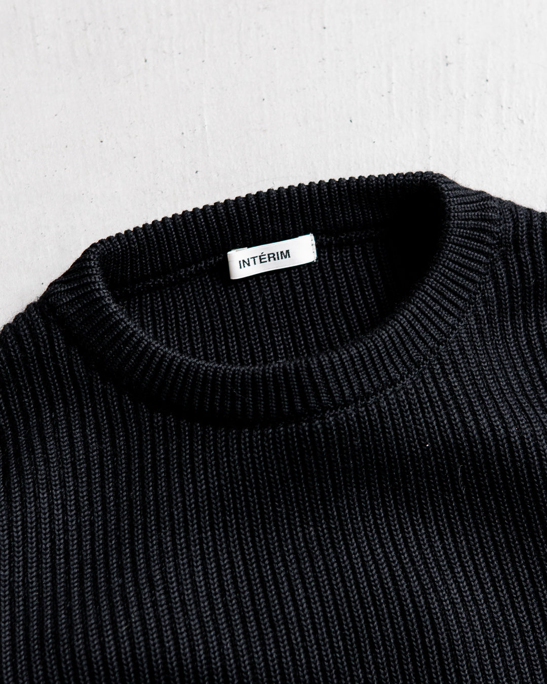 INTERIM YARN DOUBLE RIB CREW SWEATER - WOOL SILK CASHMERE DEADSTOCK