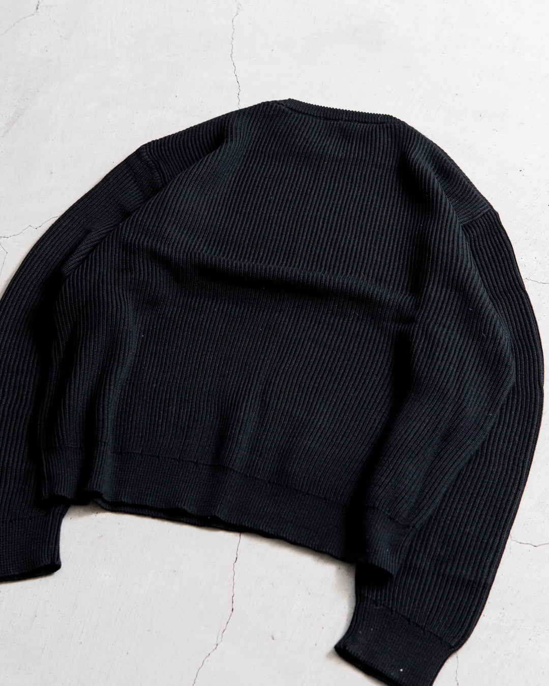 INTERIM YARN DOUBLE RIB CREW SWEATER - WOOL SILK CASHMERE DEADSTOCK