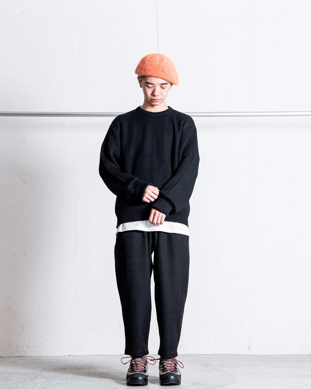 INTERIM YARN DOUBLE RIB CREW SWEATER - WOOL SILK CASHMERE DEADSTOCK