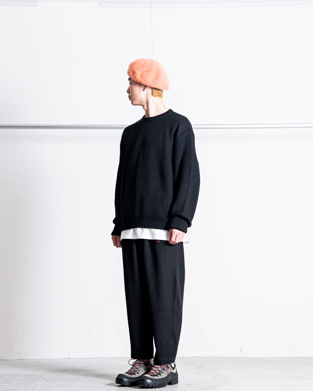 INTERIM YARN DOUBLE RIB CREW SWEATER - WOOL SILK CASHMERE DEADSTOCK