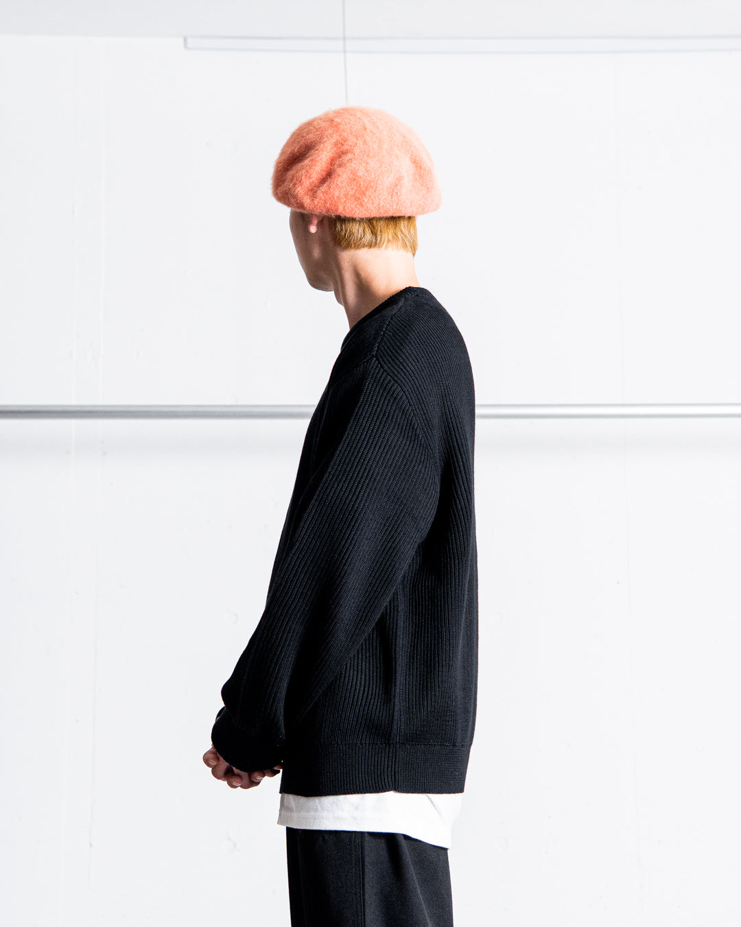 INTERIM YARN DOUBLE RIB CREW SWEATER - WOOL SILK CASHMERE DEADSTOCK